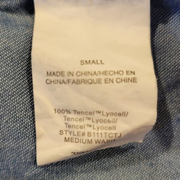 Thread & Supply Sz Small Blue Pull On Cloth Belt PaperBag Waist Chambray Shorts - Picture 5 of 7